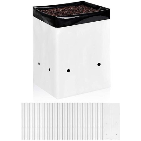 IPOWER 50-Pack 3 Gallon Black-and-White Material Grow Bags, 50PK GLGROWBAGFILM3X50